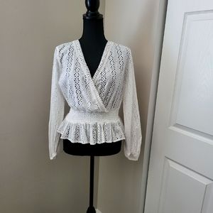 Eyelet Peplum Top